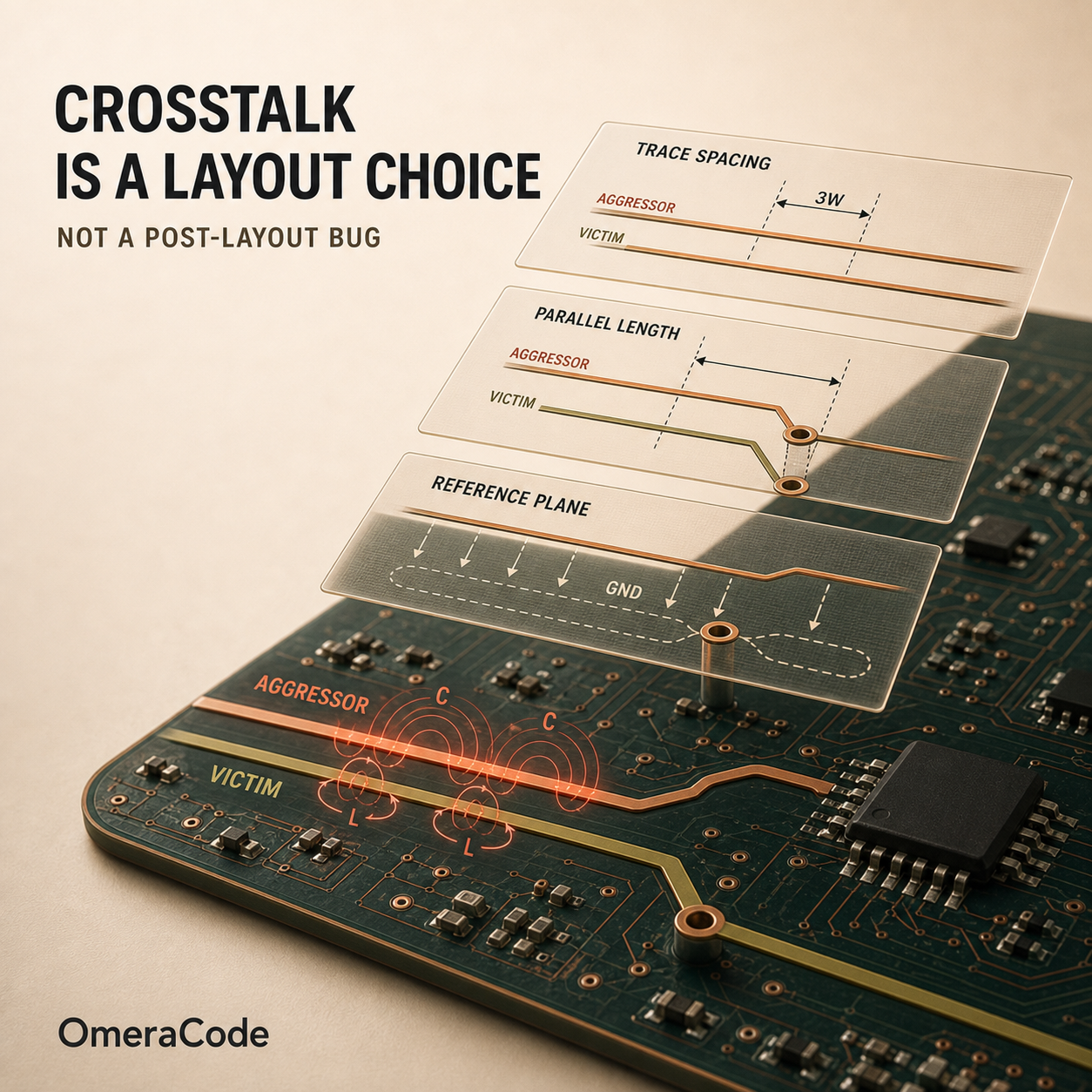 PCB Crosstalk Layout Choice